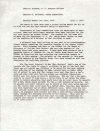 VISTA Memorandum, Monthly Progress Report, June 1970