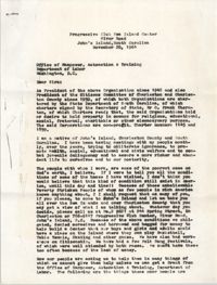 Letter from Progressive Club Sea Island Center to U.S. Department of Labor, November 20, 1964
