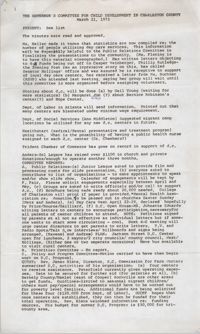 Minutes, Governor's Committee For Child Development in Charleston County, March 21, 1973