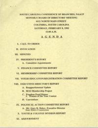 Agenda, South Carolina Conference of Branches of the NAACP, February 8, 1992