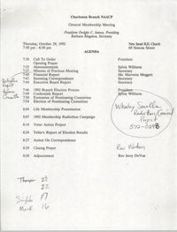 Agenda, Charleston Branch of the NAACP General Membership Meeting, October 29, 1992