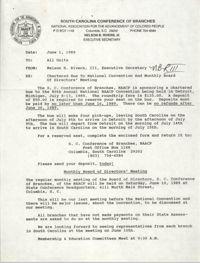 South Carolina Conference of Branches of the NAACP Memorandum, June 1, 1989