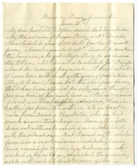 Letter from Emma Pringle Alston to Charles Alston, June 21, 1862