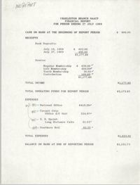 Charleston Branch of the NAACP Financial Report, July 27, 1989