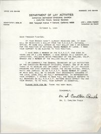 Letter from Dr. I. Carlton Faulk to Freedom Fighters, October 3, 1983