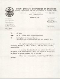South Carolina Conference of Branches of the NAACP Memorandum, November 5, 1982