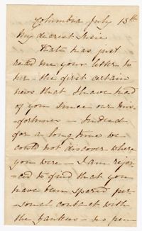 Letter from Harriott Horry Ravenel to Susan Pringle Alston, July 13, 1865