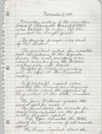 Minutes, Charleston Branch of the NAACP Executive Board Meeting, November 8, 1989