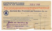 Telephone Bill, February 1910