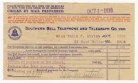 Telephone Bill, October 1910