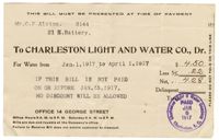 Water Bill, April 1917