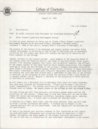 College of Charleston Memorandum, August 27, 1986