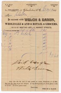 Welch & Eason Bill, 1897