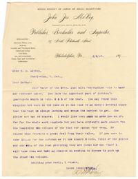 Letter from John Joseph McVey to Susan Pringle Alston, February 2, 1897