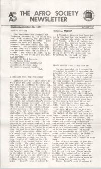 The Afro Society Newsletter, Volume 14, October 30, 1975