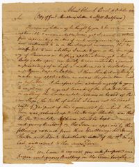 Letter from General William Moultrie to Lieutenant Colonel Nisbet Balfour, October 16, 1780