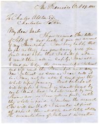 Letter from Edward J. Pringle to Charles Alston, October 19, 1855