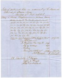 Receipt for 72 Barrels of Rice, February 13, 1854