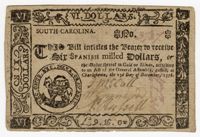 South Carolina Six-Dollar Bill