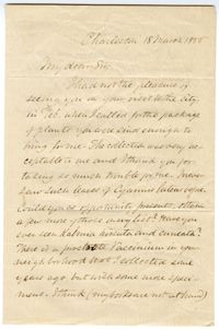 Letter from Lewis R. Gibbes to Alexander Glennie, March 18, 1836