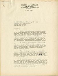 Folder 18: Albert Simons Letter 2