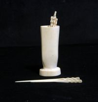Ivory toothpicks and holder