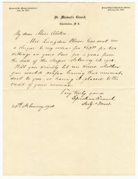 Letter from E. Prioleau Ravenel to Susan Alston, February 25, 1918