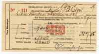 Susan Alston 1909 Charleston County Tax Receipt