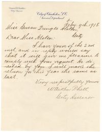 Letter from W. Aiken Rhett to Susan Alston, February 9, 1918