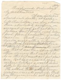 Letter from Emma Pringle Alston to Charles Alston, July 15, 1863