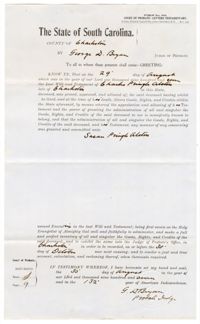 Letter of Testamentary for Charles Pringle Alston