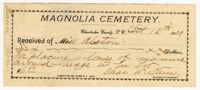 Magnolia Cemetery Receipt, 1909