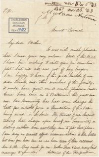 320. Madame Antonia to Bp Patrick Lynch -- November 6, 1863
