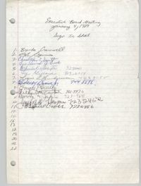 Sign-in Sheet, Charleston Branch of the NAACP, Executive Board Meeting, January 4, 1989