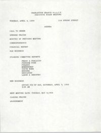 Agenda, Charleston Branch of the NAACP, Executive Board Meeting, April 4, 1989