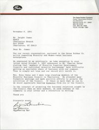 Letter from Ray LaMacchia to Dwight James, November 6, 1991