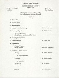 Agenda, Charleston Branch of the NAACP Branch, Executive Board Meeting, June 7, 1994