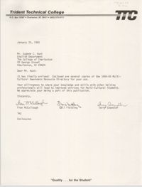 Letter from Fran McCullough, Gail Fielding, and Terry Chandler to Eugene C. Hunt, January 25, 1985