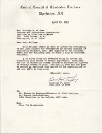 Letter from Randolph F. Perry to Carolyn A. Wallace, April 29, 1973