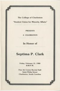 Septima P. Clark Event Program, College of Charleston, February 15, 1980