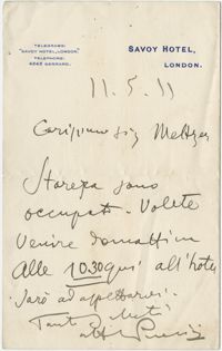 Letter from Puccini to Meltzer, May 11, 1911