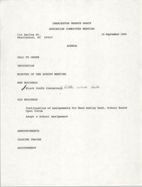 Charleston Branch of the NAACP Education Committee Agenda, September 19, 1990