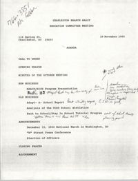 Charleston Branch of the NAACP Education Committee Agenda, November 29, 1990