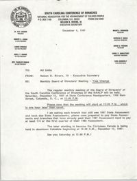 South Carolina Conference of Branches of the NAACP Memorandum, December 4, 1987
