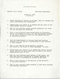 Charleston County School District Questions, August 27, 1988