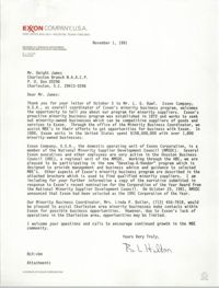 Letter from B. L. Hilton to Dwight James, November 1, 1991