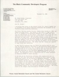 Letter from Robert Ford to Ralph Ketner, November 22, 1983