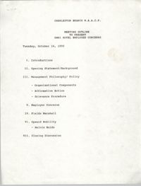 Meeting Outline to Present Omni Hotel Employee Concerns, Charleston Branch of the NAACP, October 16, 1990