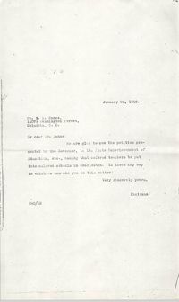 Letter to Butler W. Nance, January 29, 1919