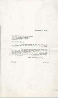 Letter to Butler W. Nance, February 10, 1919